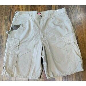 Wrangler Workwear Cargo Shorts Men's 42x11 Tan Beige 100% Cotton Work Utility